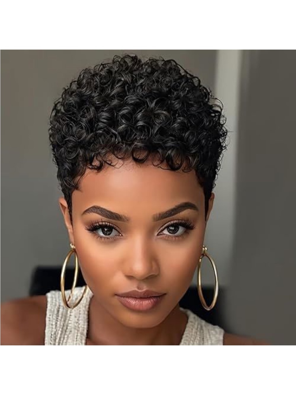 Short Curly Pixie Wig - Black